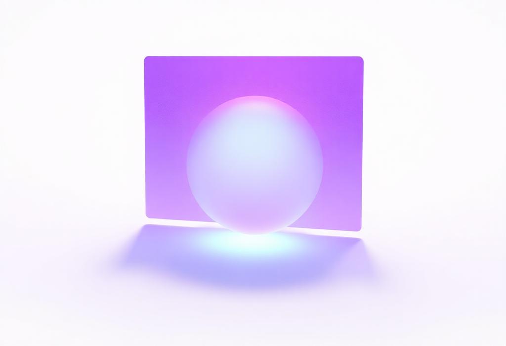 Illustration abstraite de cartes de verre et d'une sphère dégradée mauve